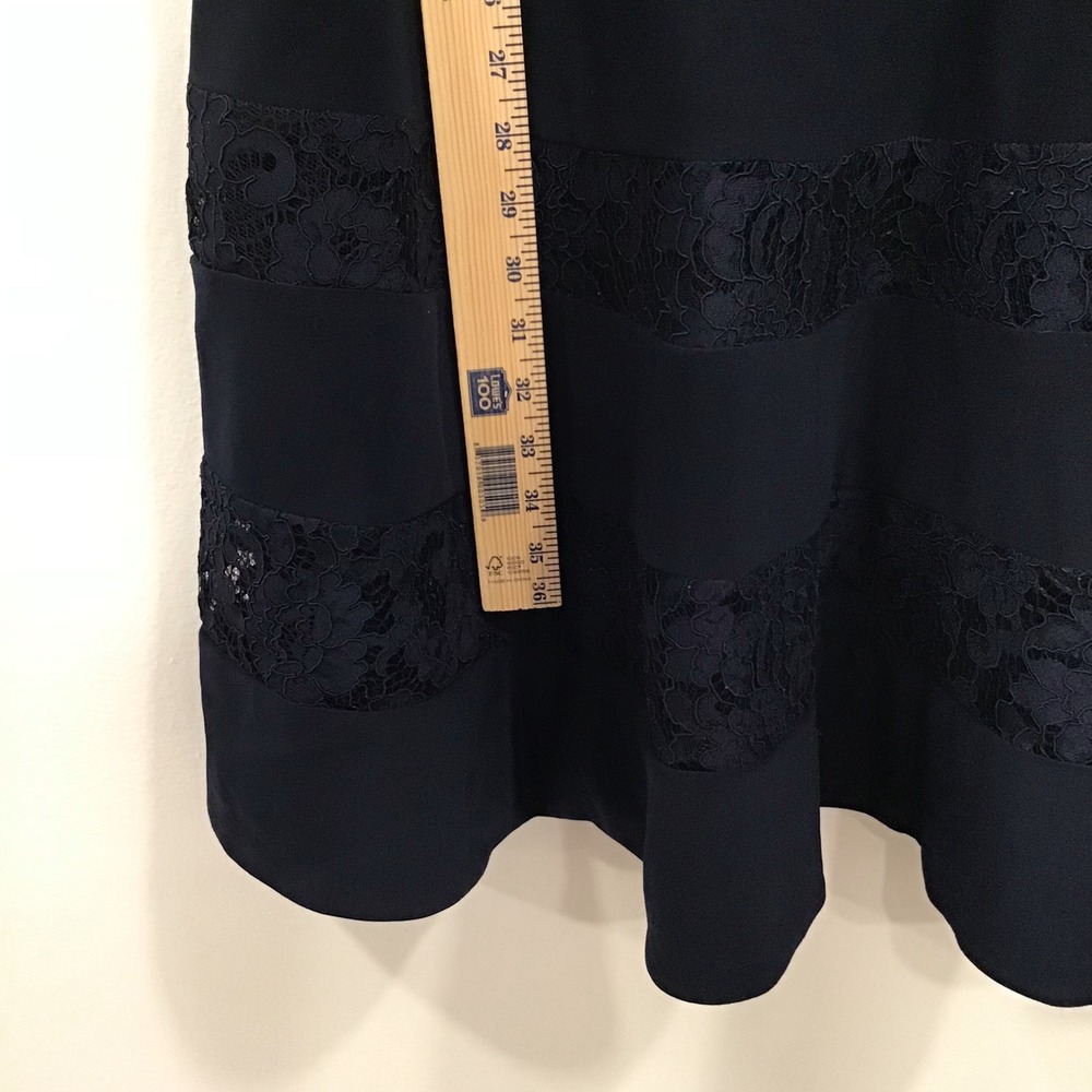 Lauren Ralph Lauren Dress Women 16 Navy Blue New Lace Trim Surplice V-Neck - Picture 8 of 16